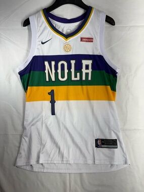 Nike White Jersey with Purple, Green & Gold Stripes size 48